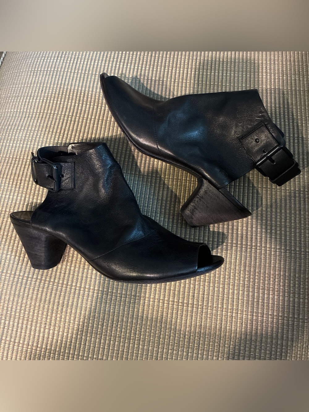 Marsell Black Leather Peep-Toe Ankle Buckle Boots Booties 38.5 8.5 $695